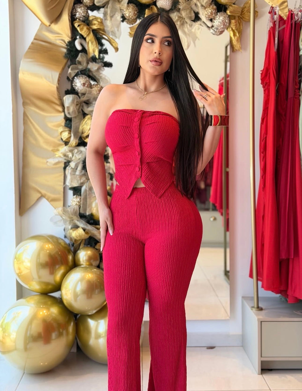 Elegant 2PC Crinkle Pants Set