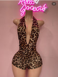 HALTER LEOPARD MINI ROMPER