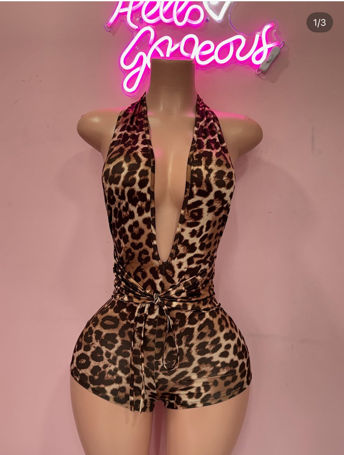 HALTER LEOPARD MINI ROMPER