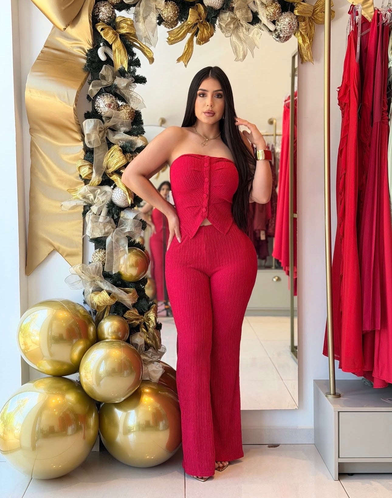 Elegant 2PC Crinkle Pants Set