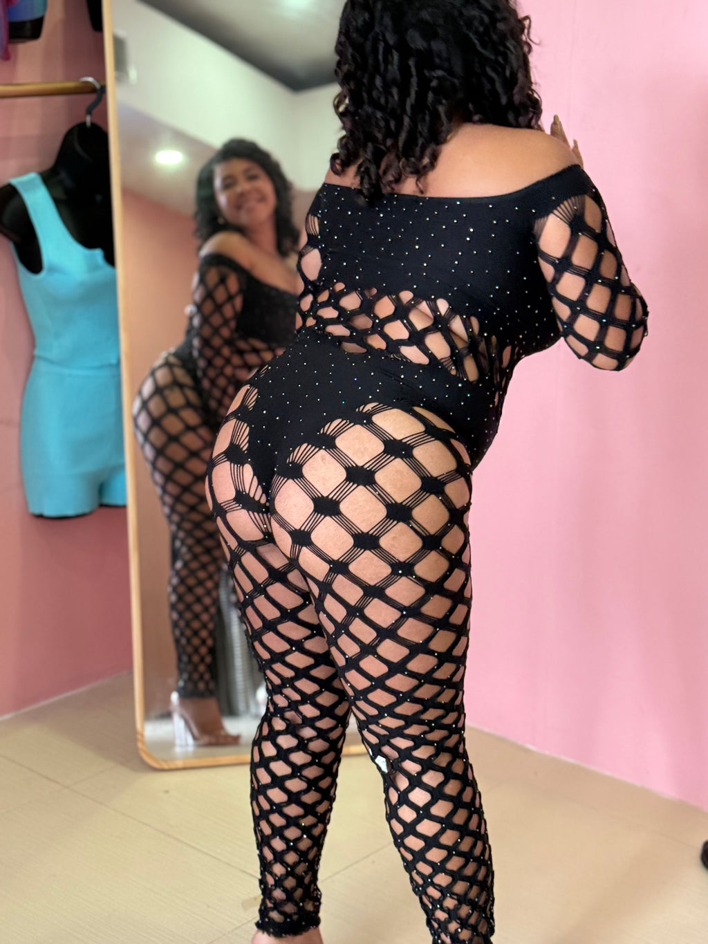 RHINESTONE LONG SLEEVE JUMPSUIT