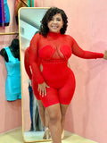LONG SLEEVE RHINESTONE TURTLE NECK ROMPER