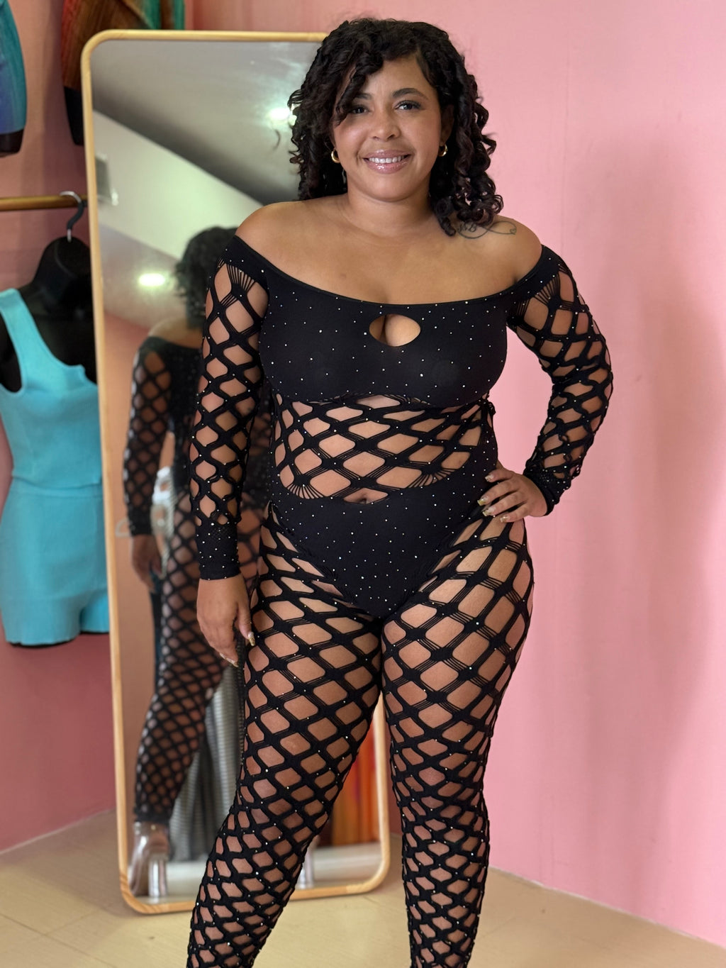 RHINESTONE LONG SLEEVE JUMPSUIT