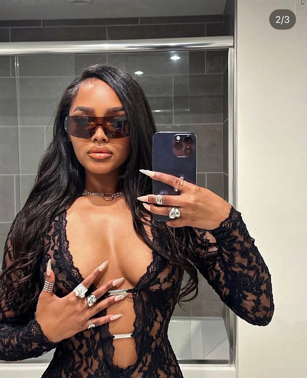 LONG SLEEVE SHEER LACE MINI DRESS