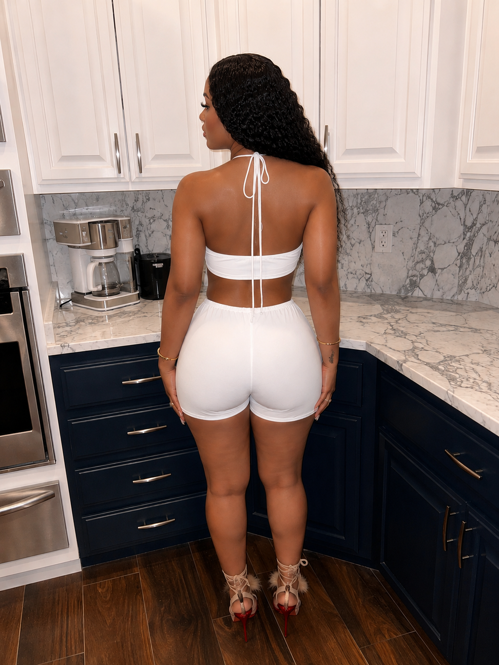 SNAKE HALTER KEY HOLE ROMPER