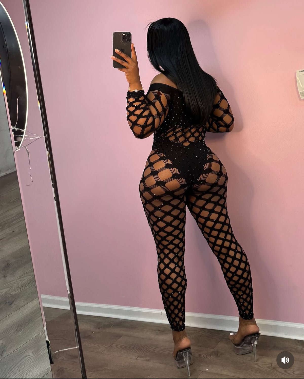 RHINESTONE LONG SLEEVE JUMPSUIT