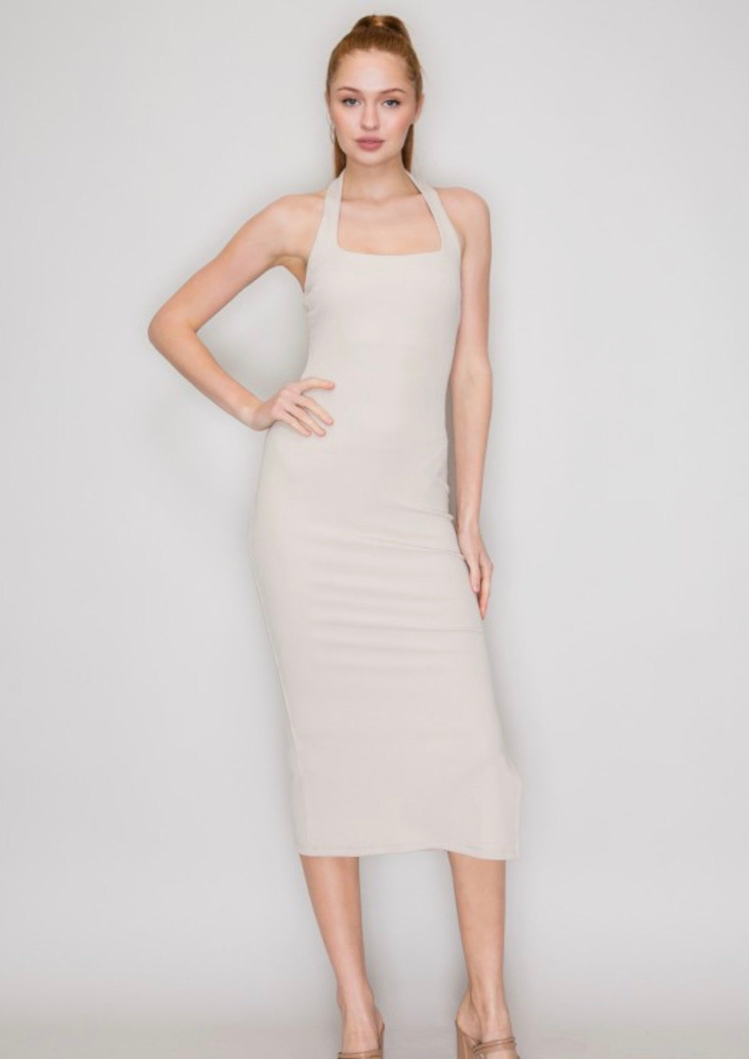 Open Back Ribbed Bodycon Dress