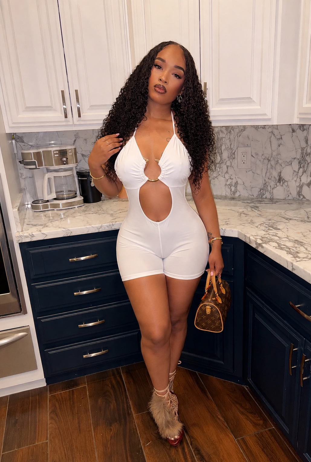 SNAKE HALTER KEY HOLE ROMPER