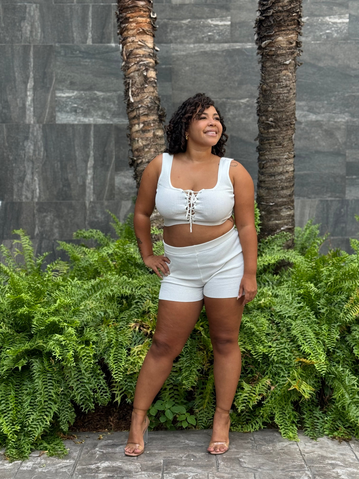 LACE UP 2PC SHORTS SET