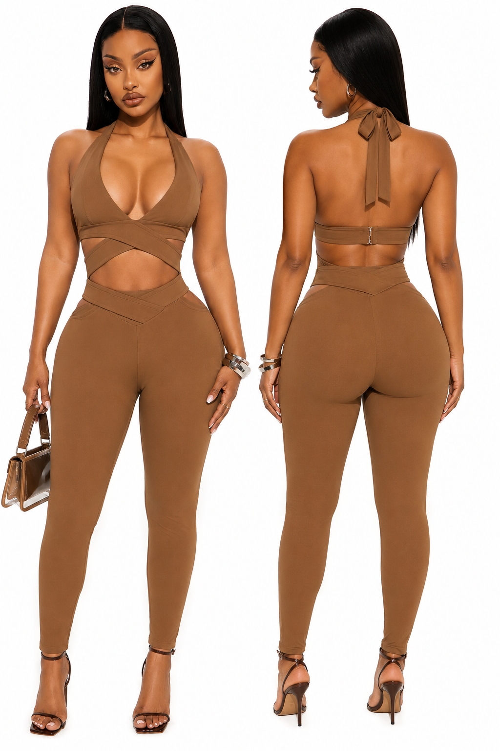 HALTER CROP TOP LEGGINGS 2PC SET