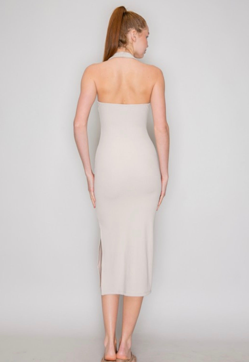 Open Back Ribbed Bodycon Dress