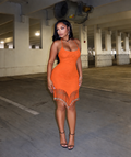 BEAD HALTER MINI DRESS