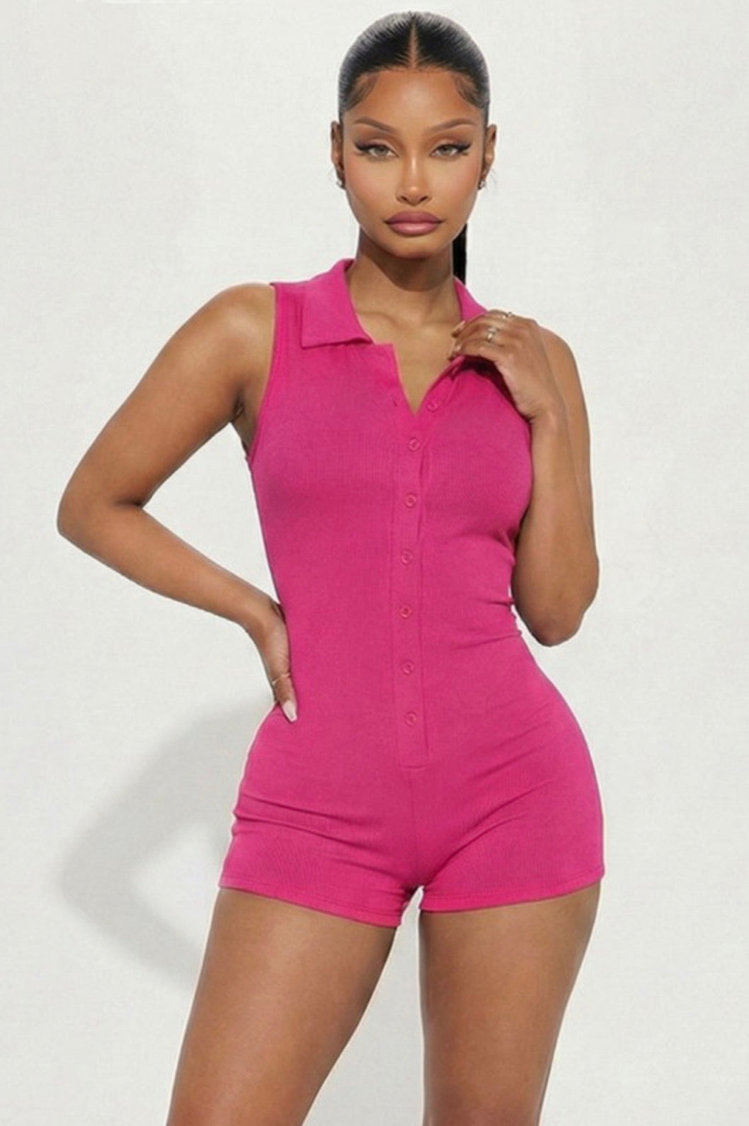 Ribbed Sleeveless Romper